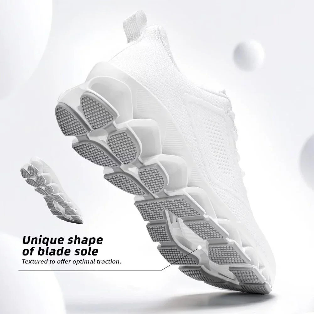 Women's All White Sport Gym Walking Running Tennis  Athletic Sneakers Shoes - Picture 4 of 7